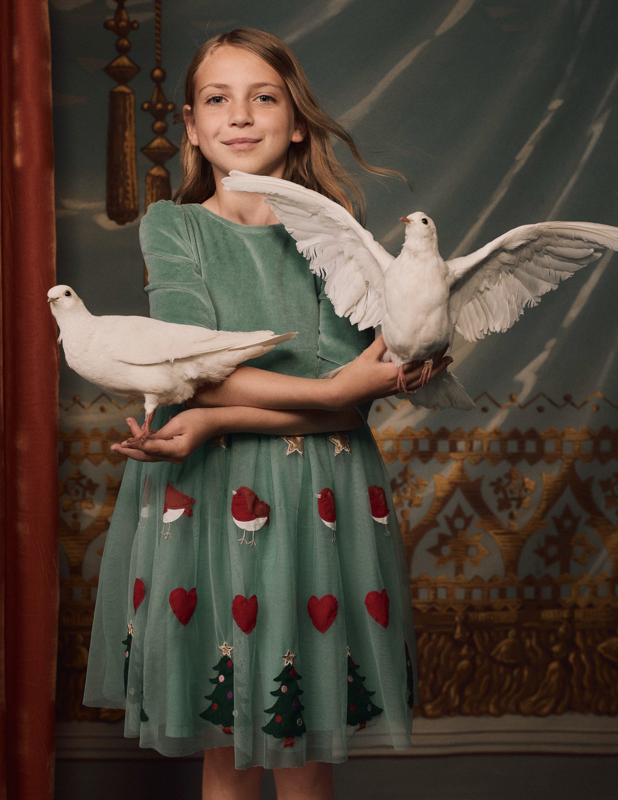 Aurora Appliqué Tulle Dress-Robin Motif - Image 4