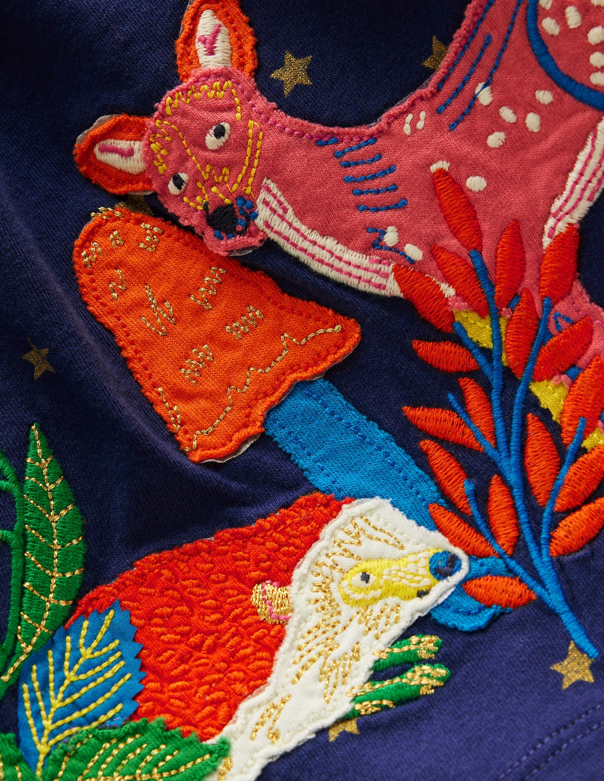 Appliqué Jersey Dress-College Navy Animals-3