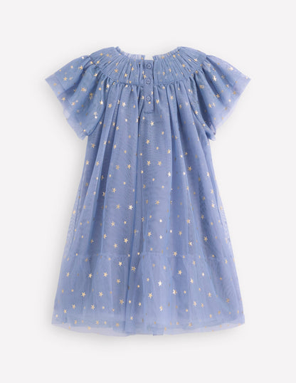 Tiered Tulle Dress-Stormbolt Blue-5