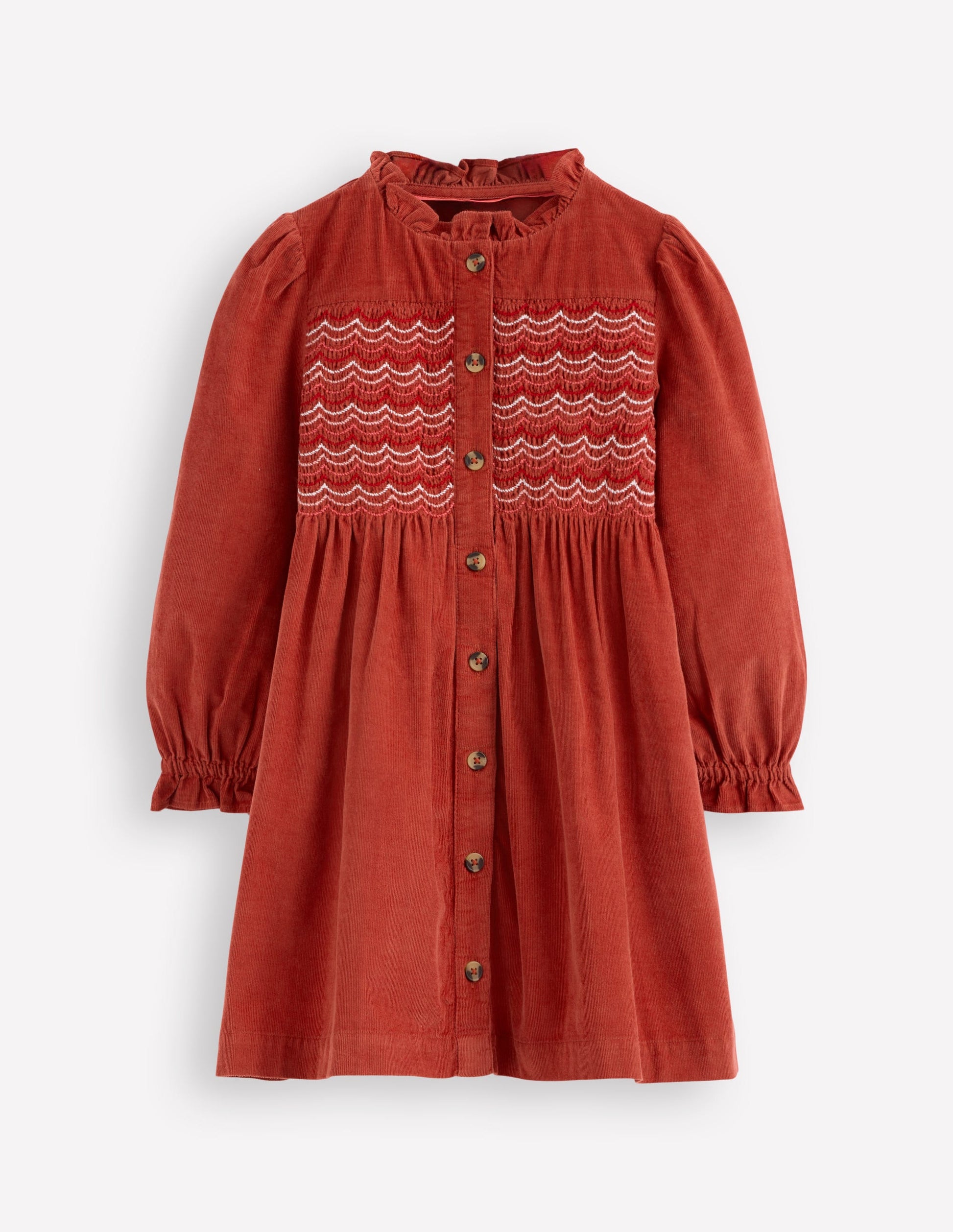 Suki Long Sleeve Smocked Dress-Copper-1