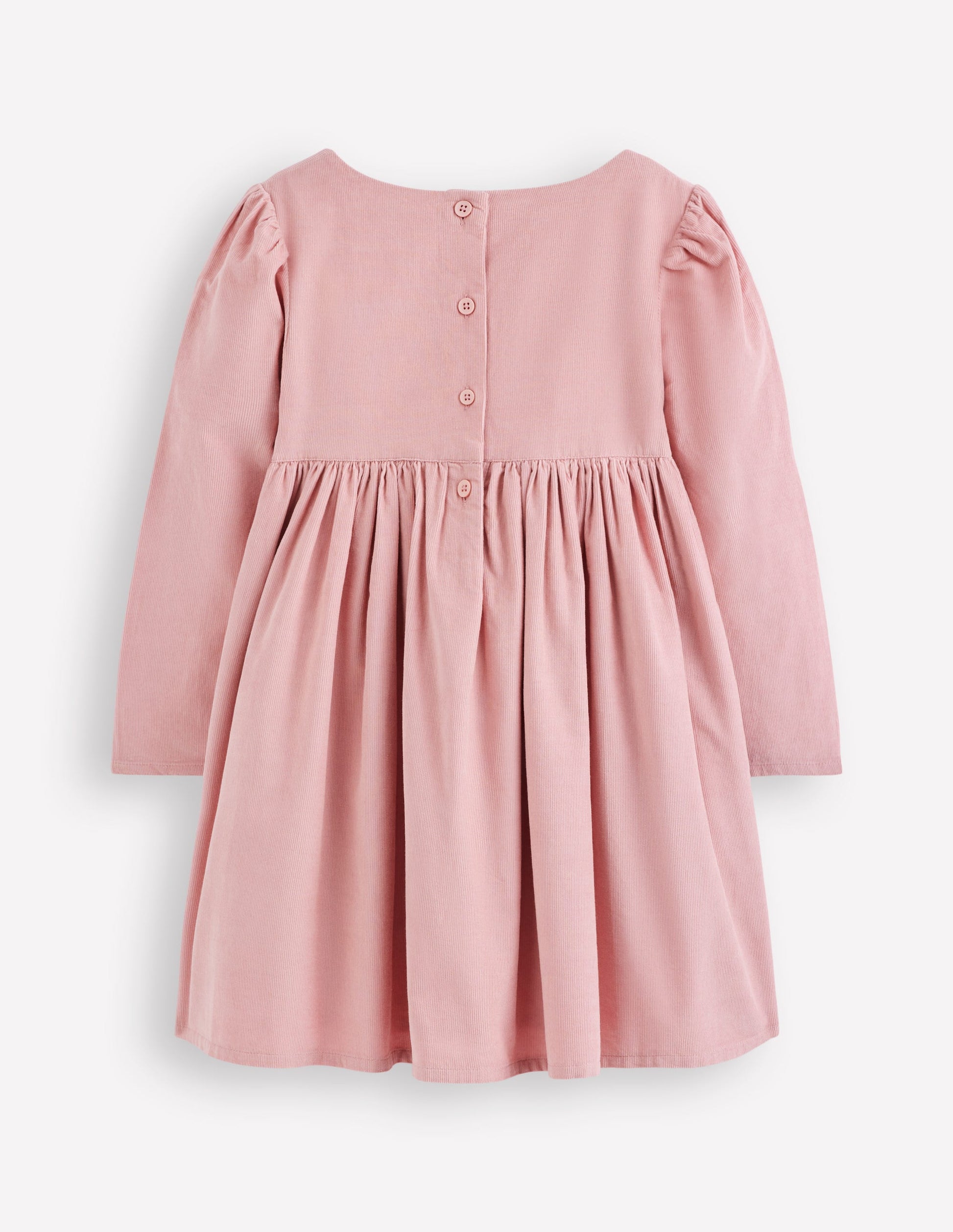 Corduroy Appliqué Dress - Almond Pink Flower