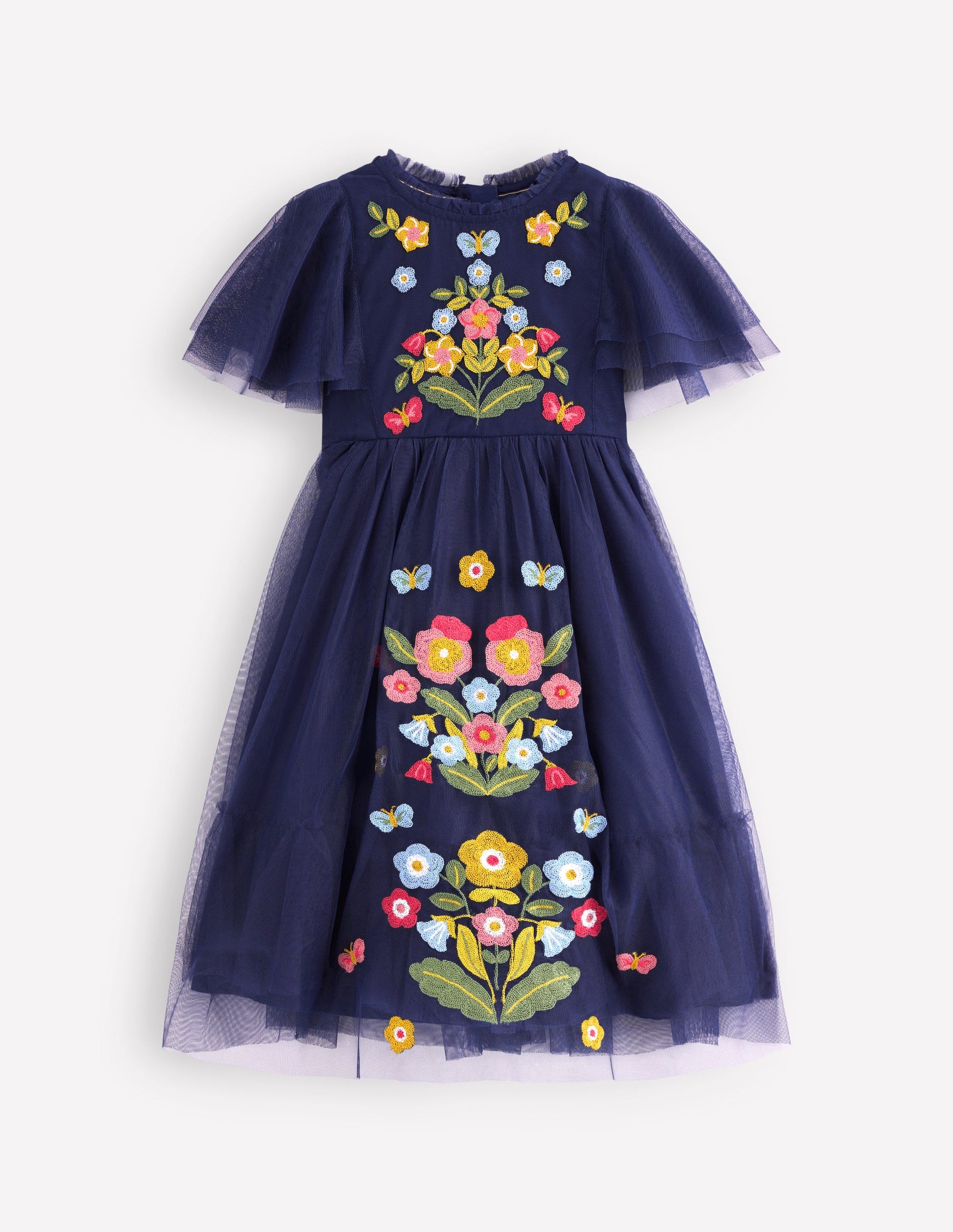 Embroidered Tulle Dress-College Navy | Boden UK Embroidered Tulle Dress-College Navy | Boden UK