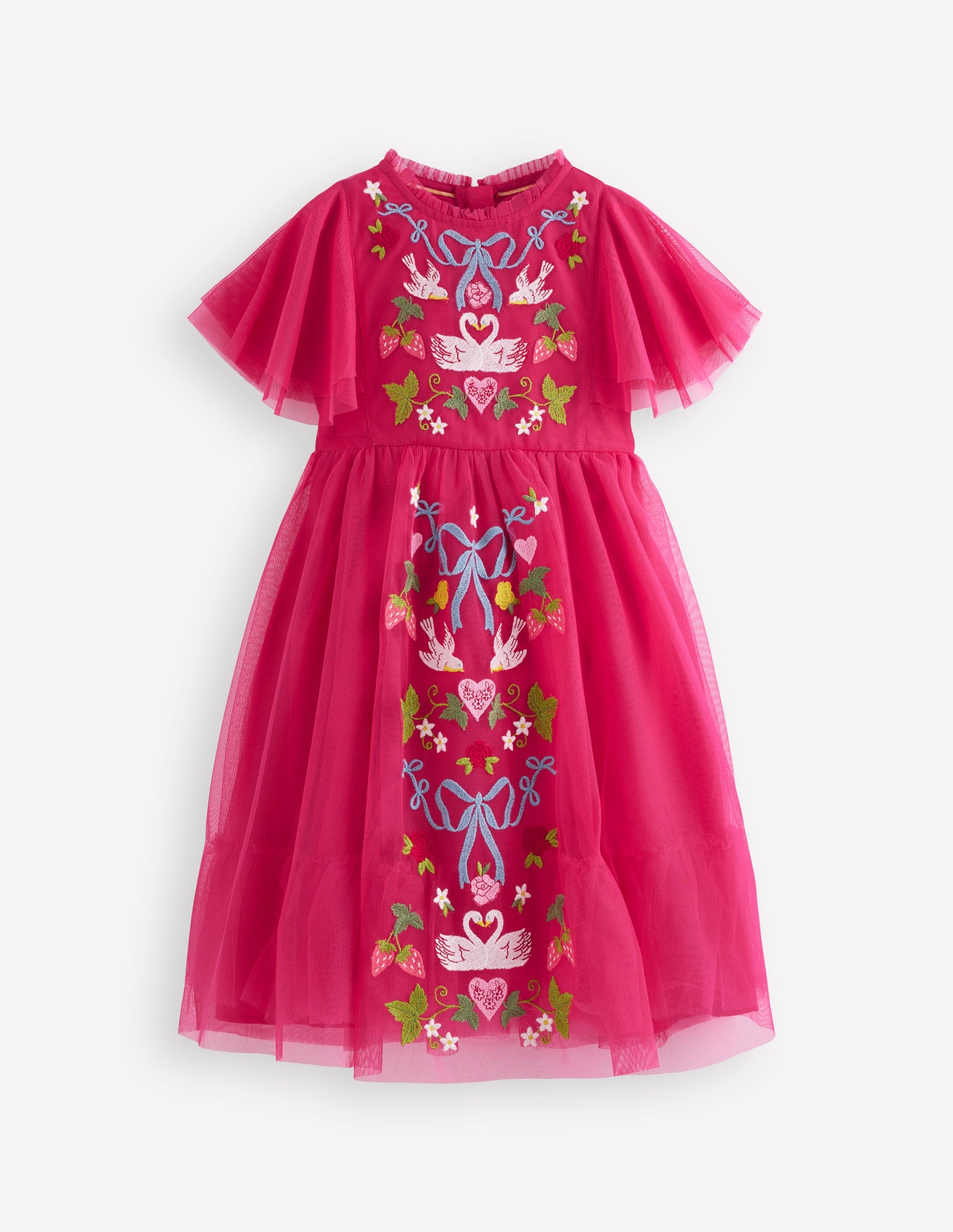 Embroidered Tulle Dress-Cherry Jam Lovebirds | Boden UK Embroidered Tulle Dress-Cherry Jam Lovebirds | Boden UK