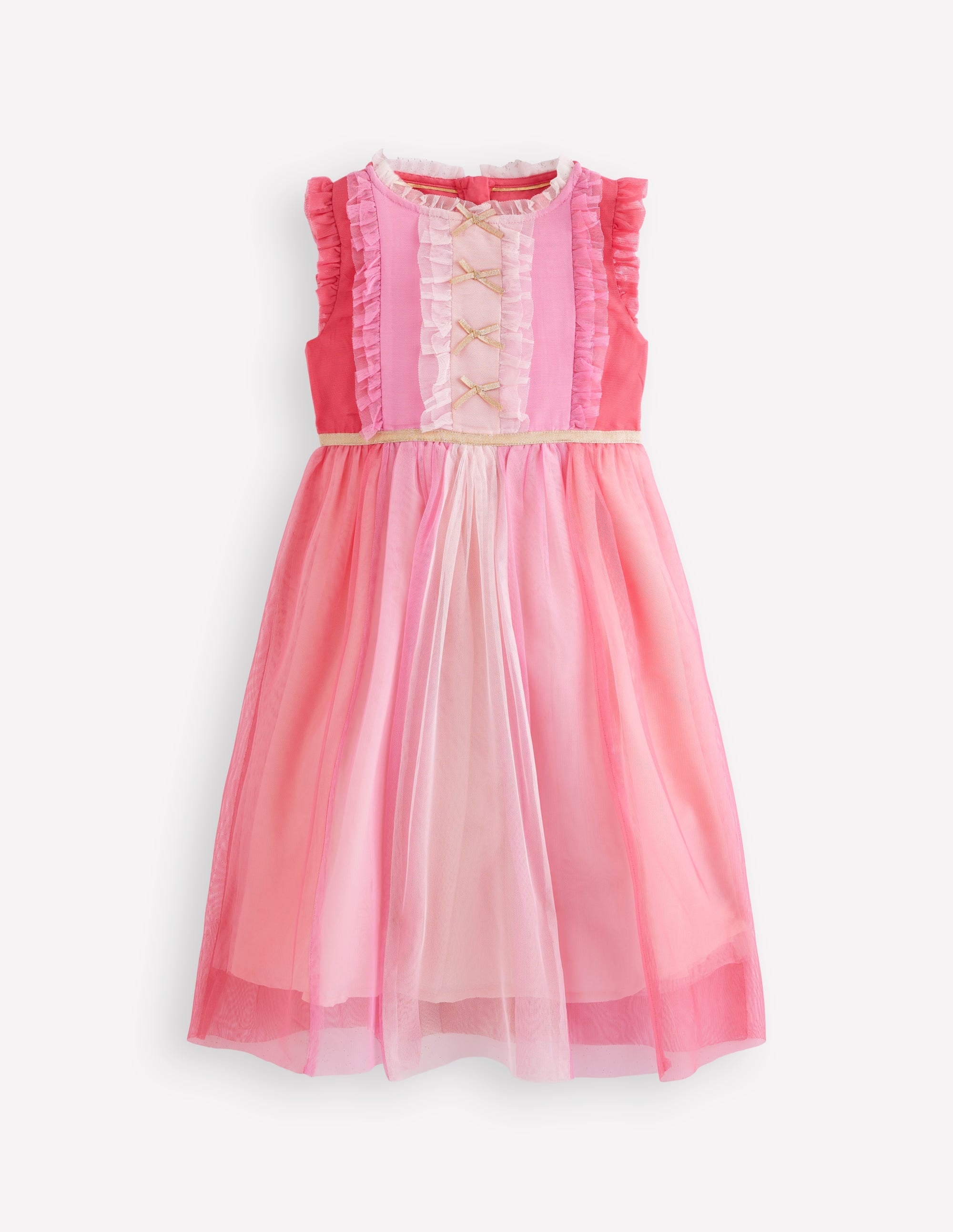 Panelled Frill Tulle Dress-Multi Colourblock - Image 1
