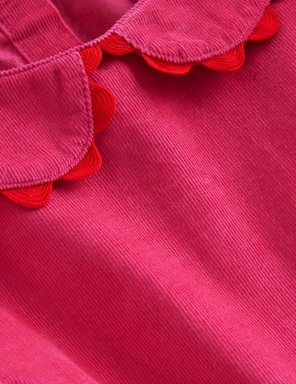 Cord Ric Rac Trim Dress-Raspberry Pink-3