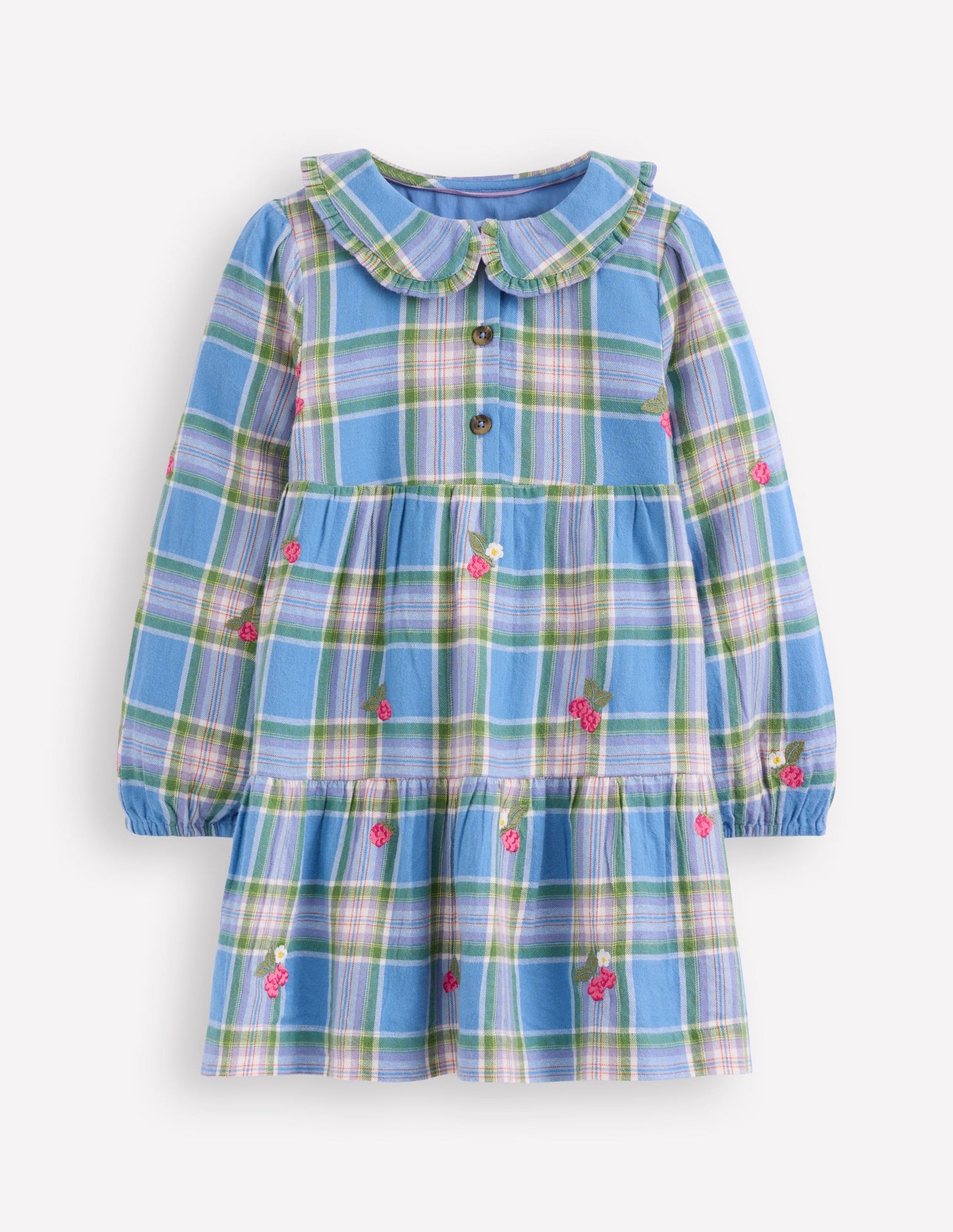 Minna Collared Woven Dress-Peacock Plume Blue Check