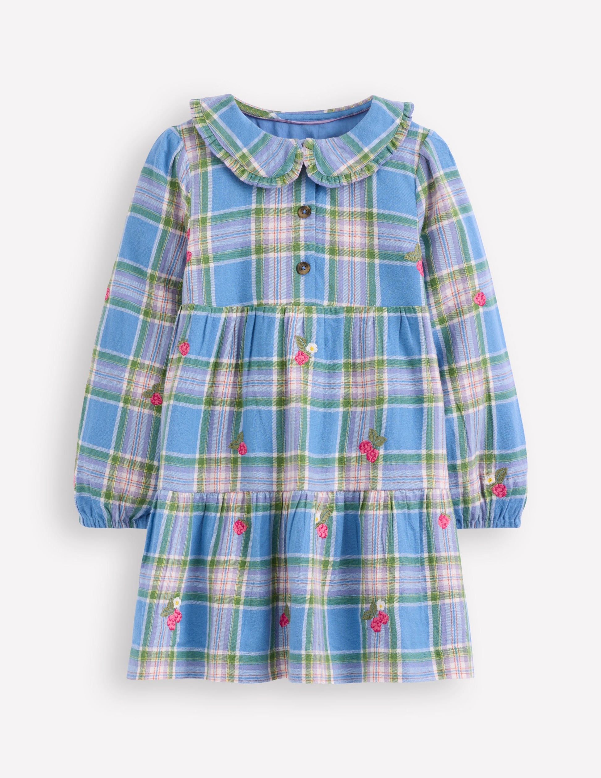 Minna Collared Woven Dress-Peacock Plume Blue Check-1