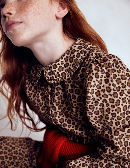 Minna Collared Woven Dress-Leopard-4