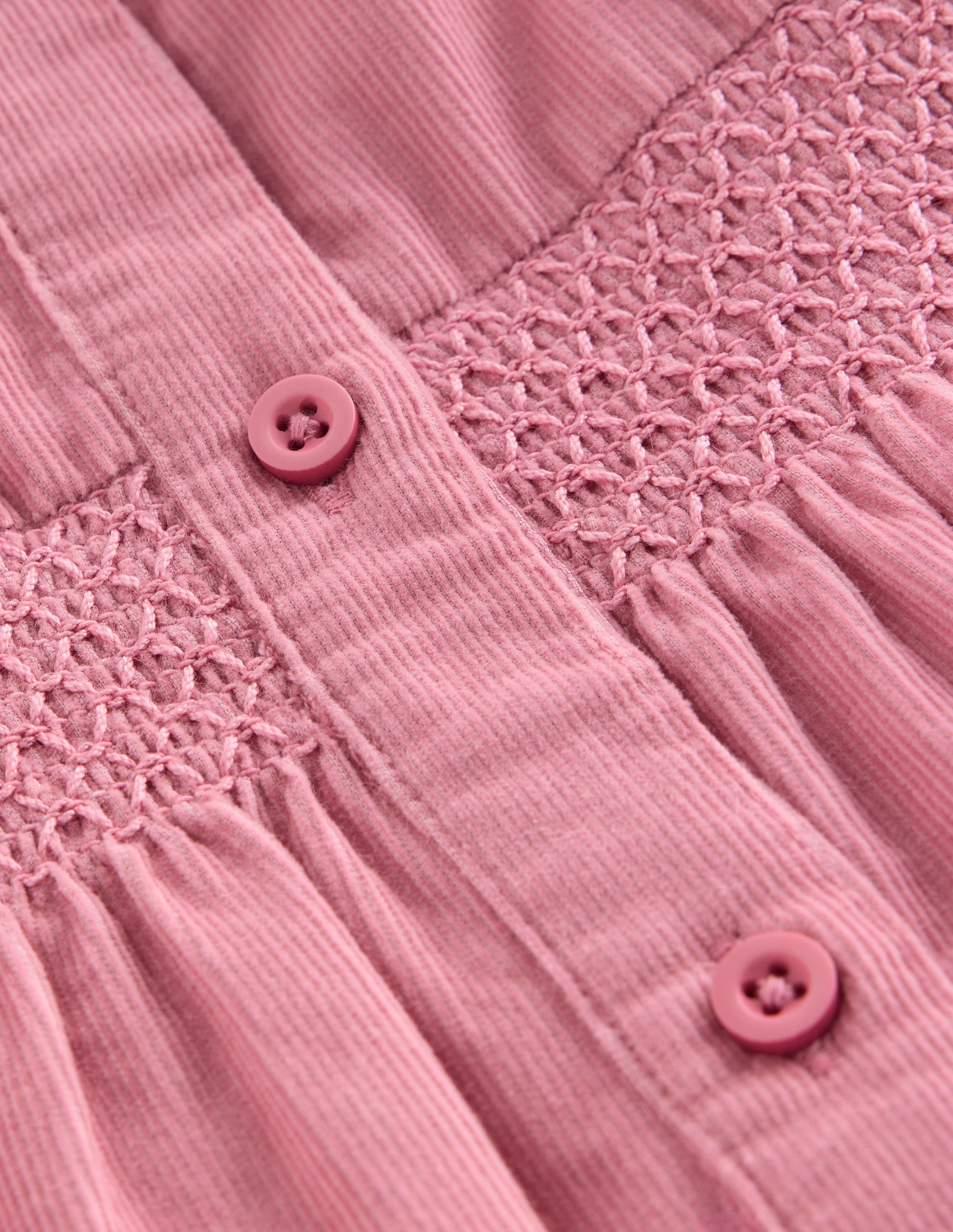 Scalloped Collar Smocked Shirt-Pink Cord-5