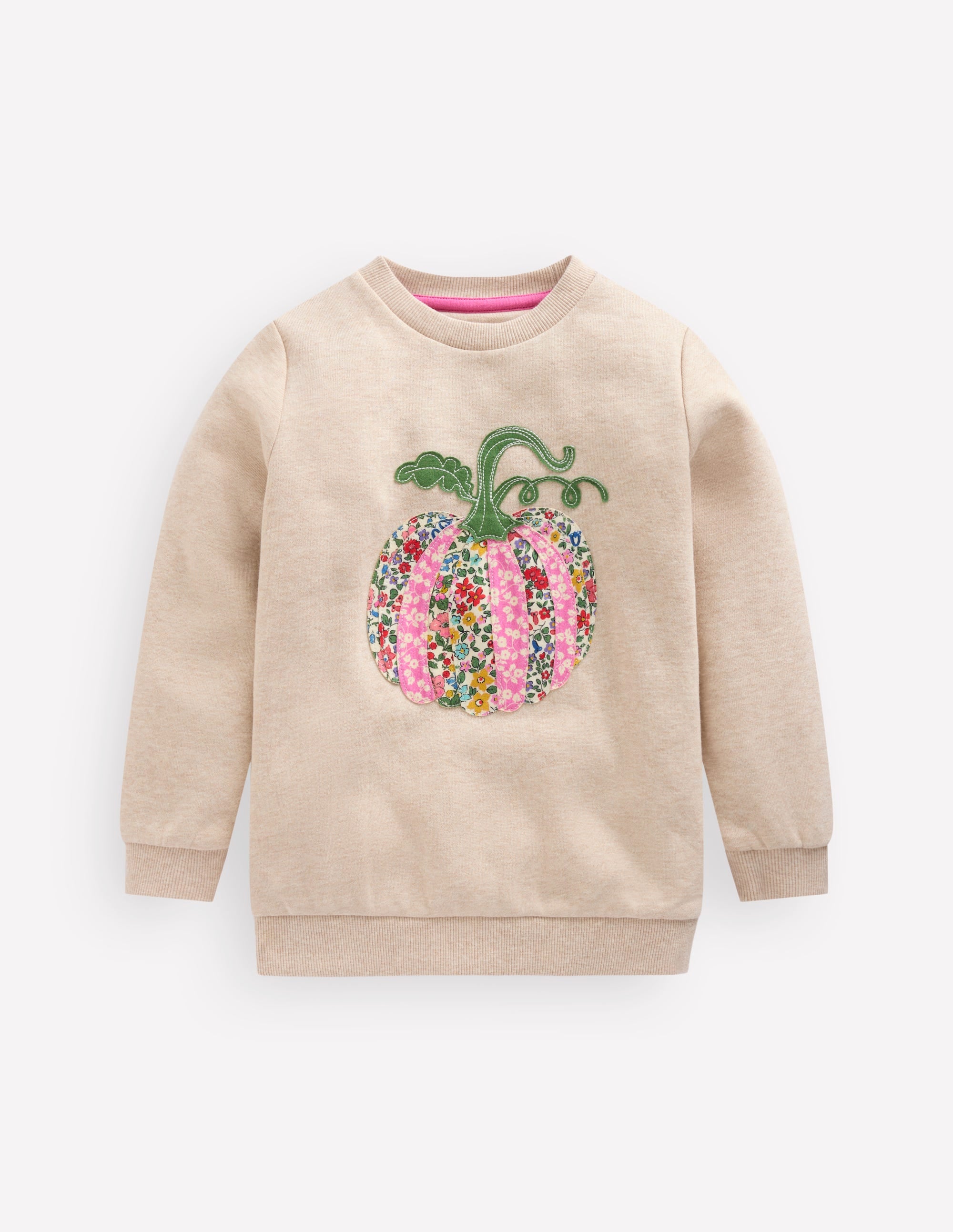 Applique Sweatshirt-Oatmeal Marl Pumpkin - Image 1