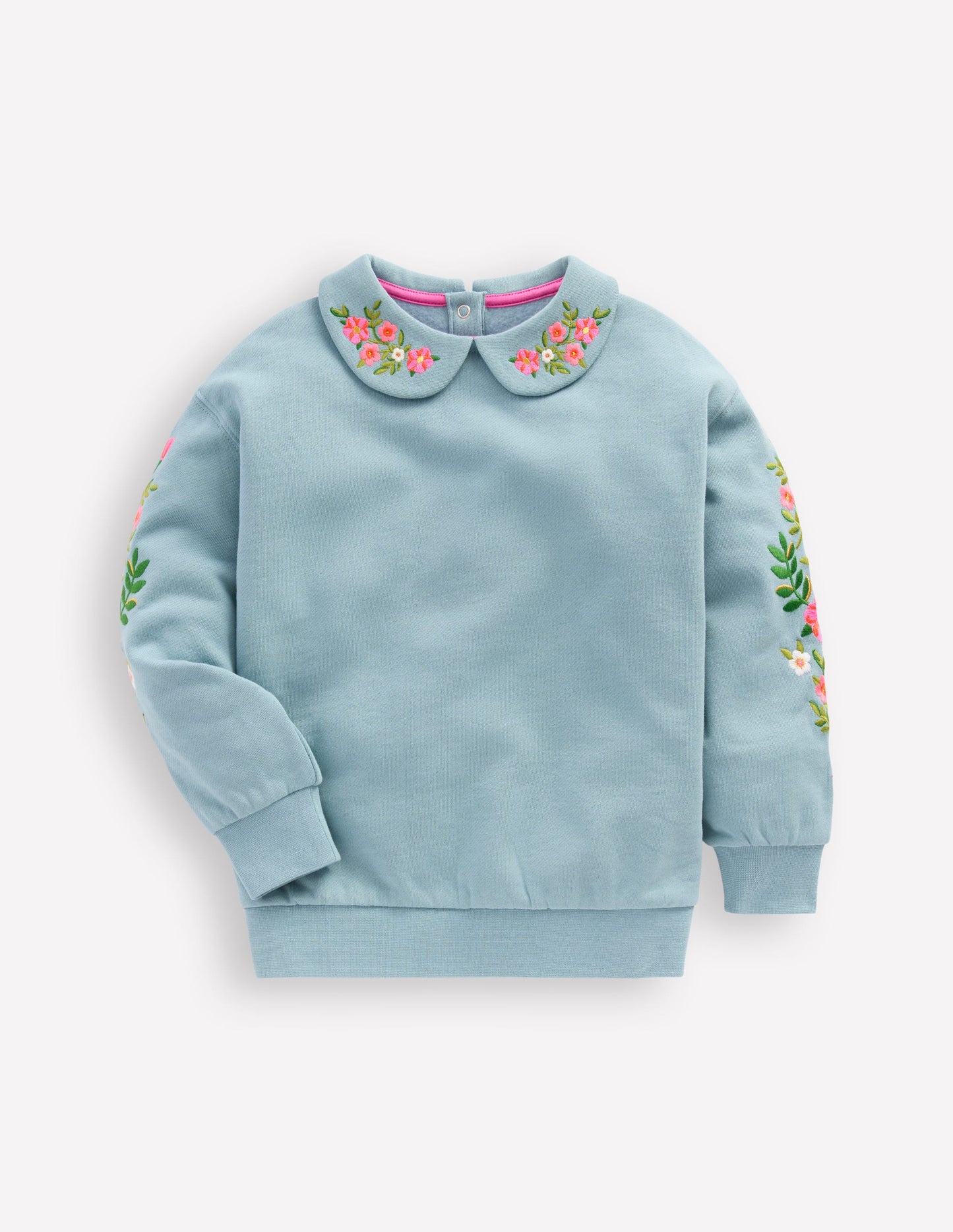 Embroidered Sweatshirt-Glacier Blue Embroidery