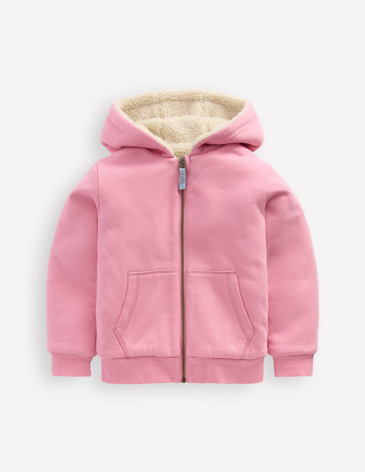 Reversible Borg Hoodie-Vintage Mauve/Kingfisher Blue