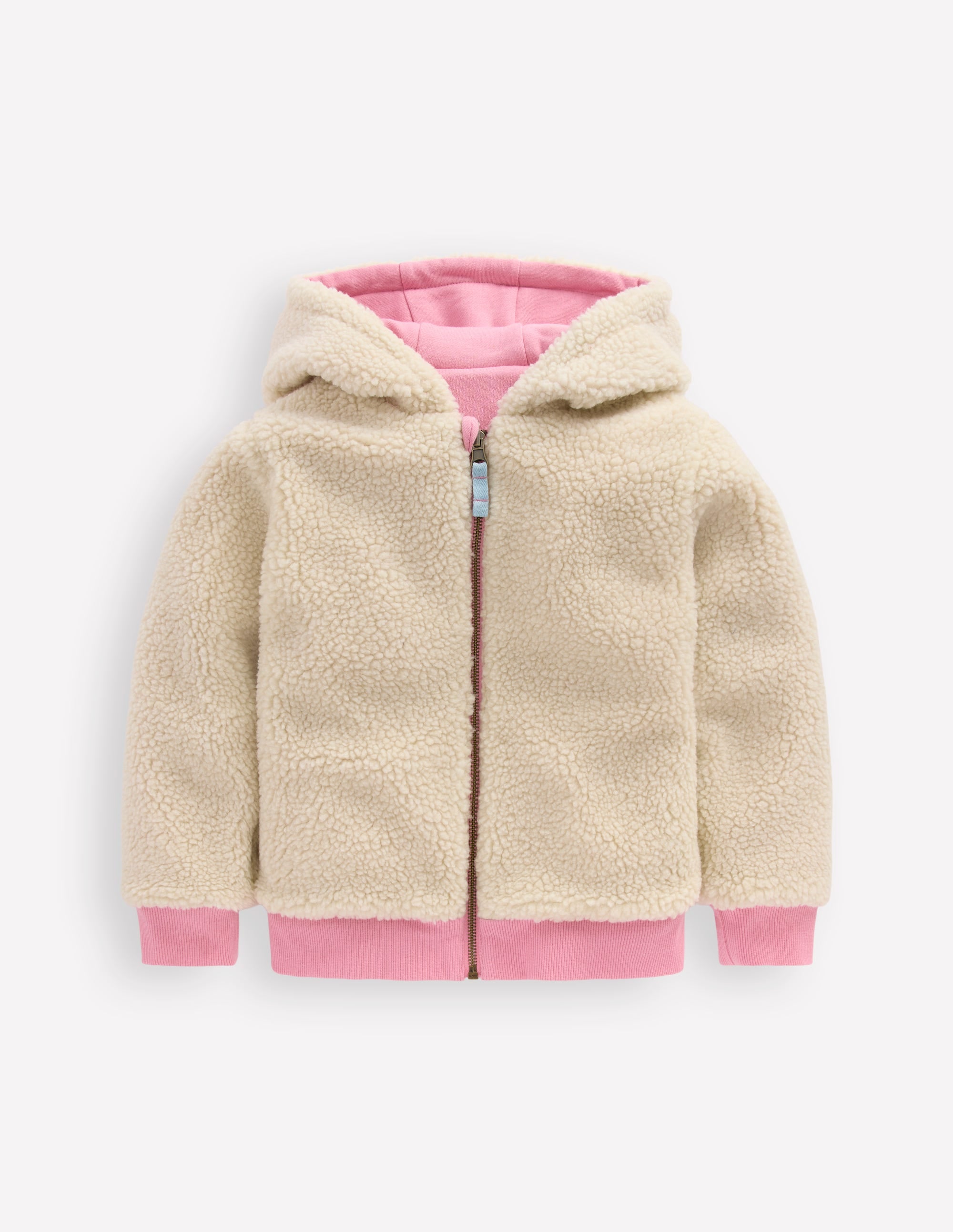 Reversible Borg Hoodie-Vintage Mauve/Kingfisher Blue - Image 4