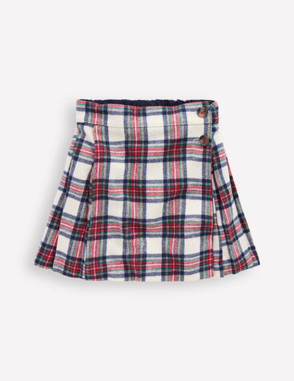 Fully Lined Button Kilt-Red and Soft Ivory Tartan | Boden UK