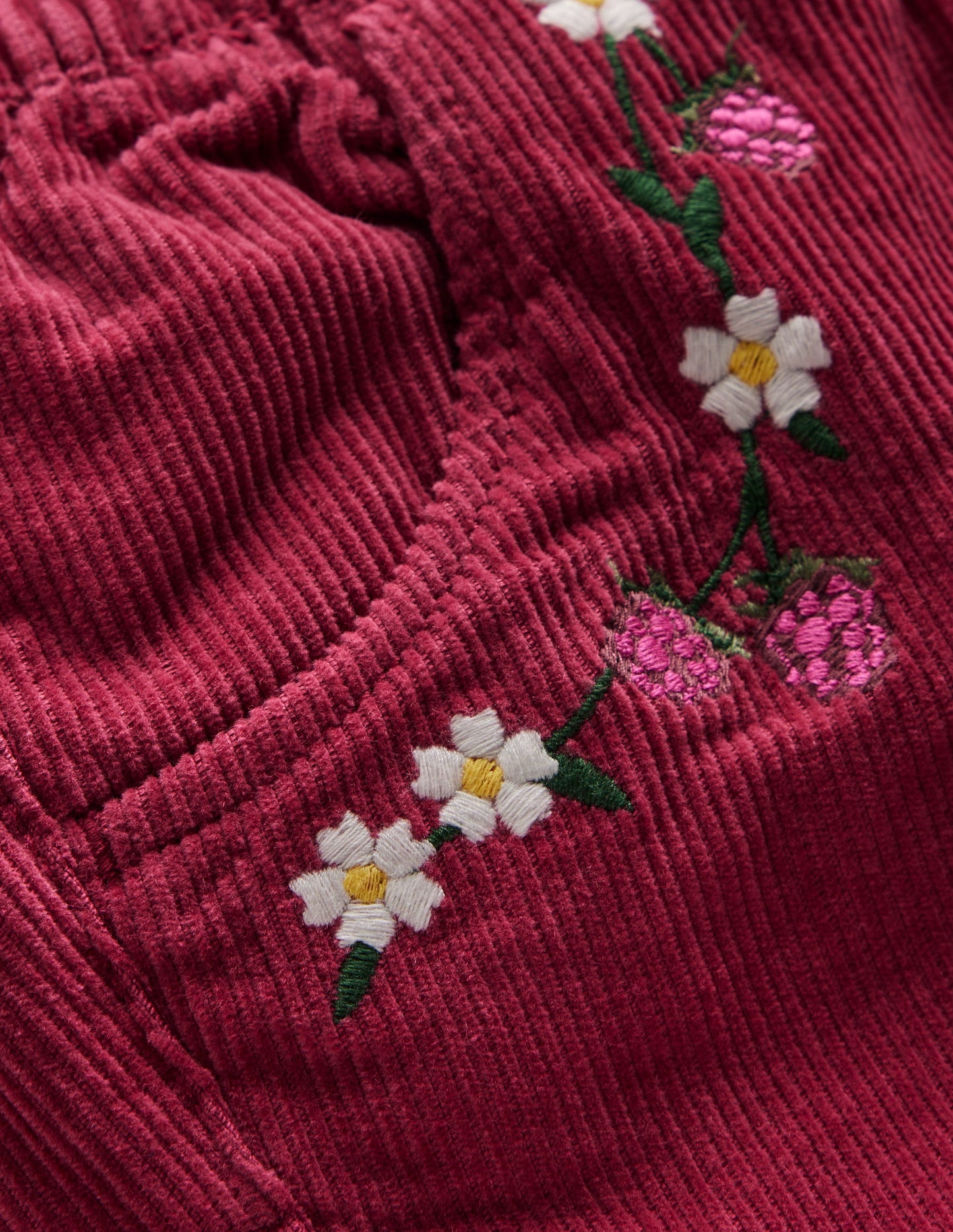 Cord Pull-On Trousers-Red Bud