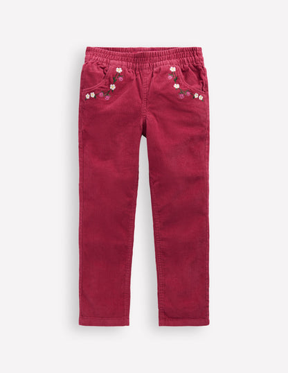 Cord Pull-On Trousers-Red Bud-1