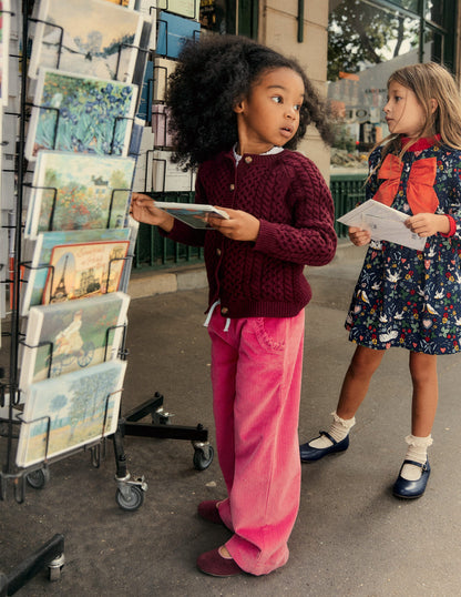 Relaxed Cord Trousers-Raspberry Pink-4