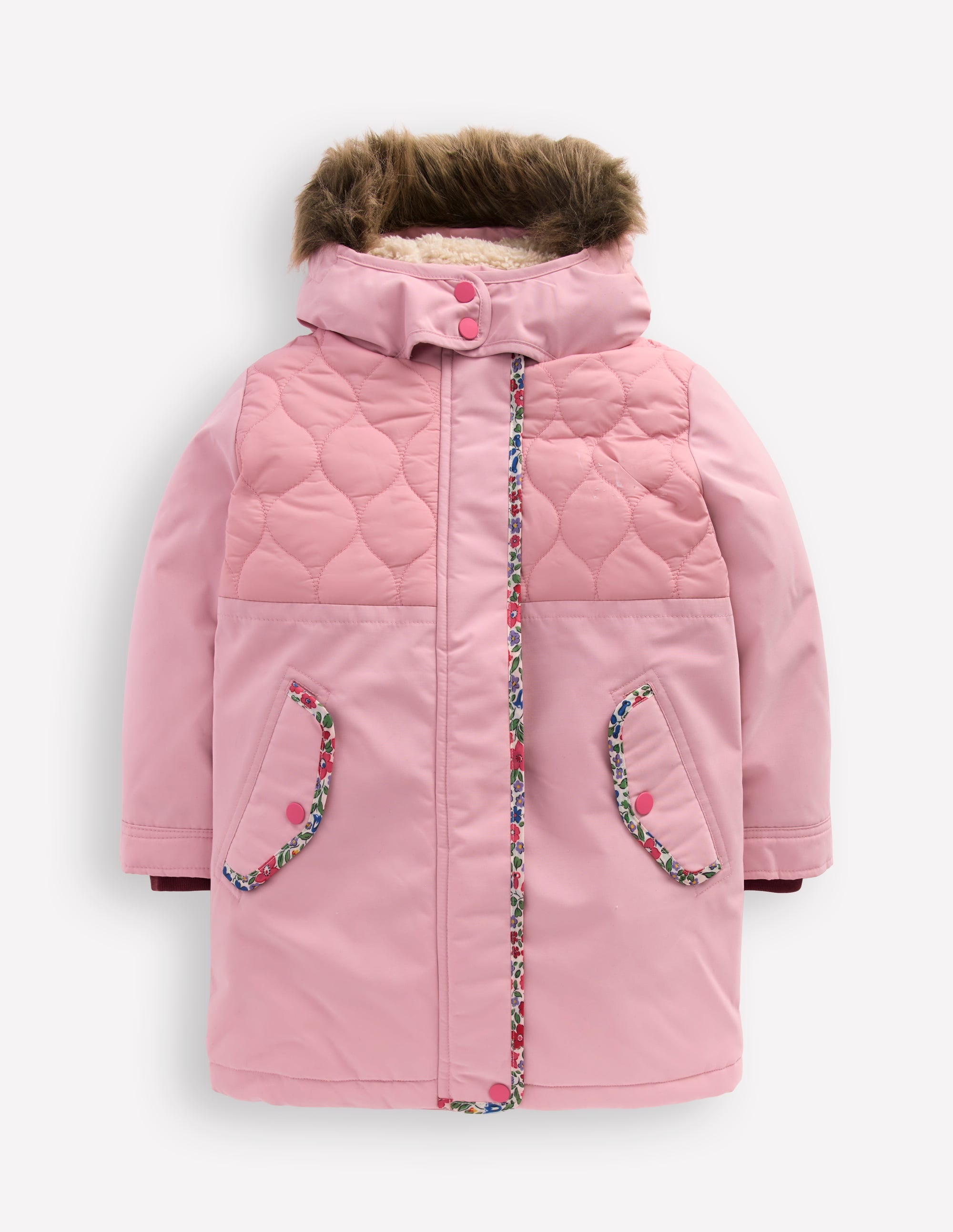 Joni Quilted Parka Coat-Pink - Image 1