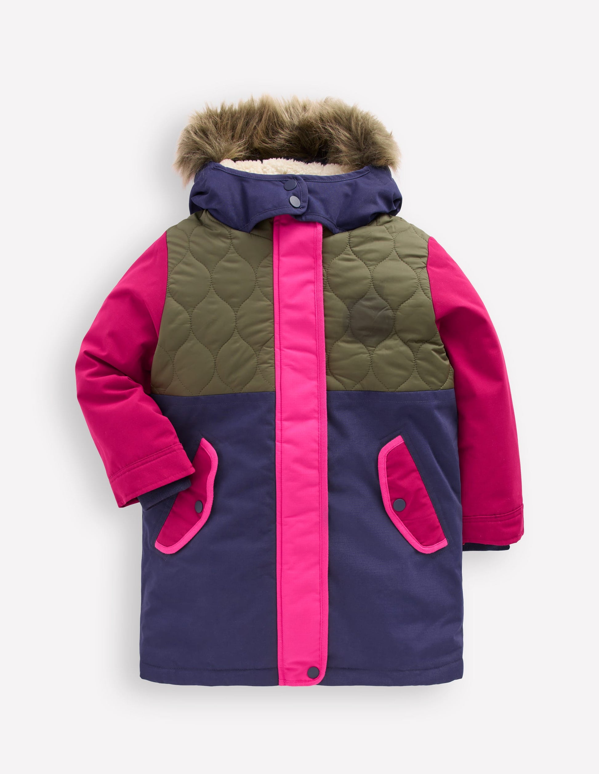Joni Quilted Parka Coat-Multi Colourblock-1