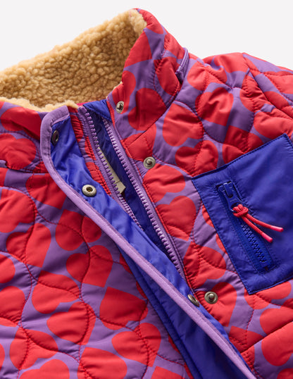 Cosy Longline Coat-Purple Heart Print-3