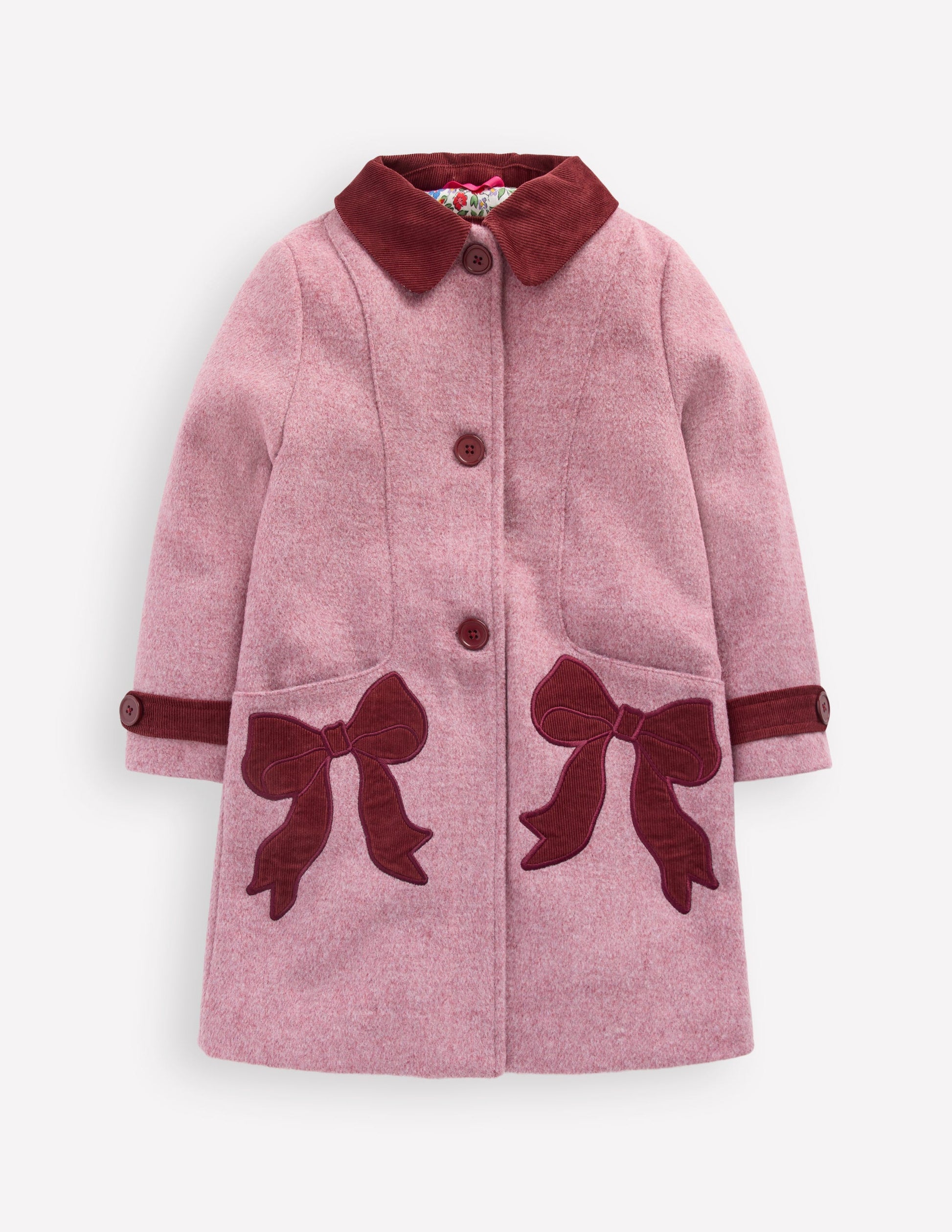 Wool Blend Coat-Pink Haze Bows-1