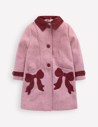 Wool Blend Coat-Pink Haze Bows-1