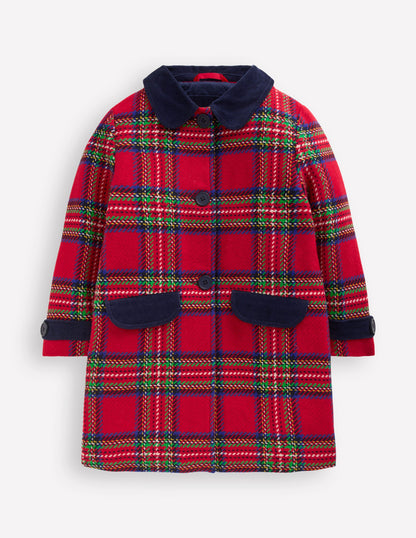 Wool Blend Coat-Red Check-1