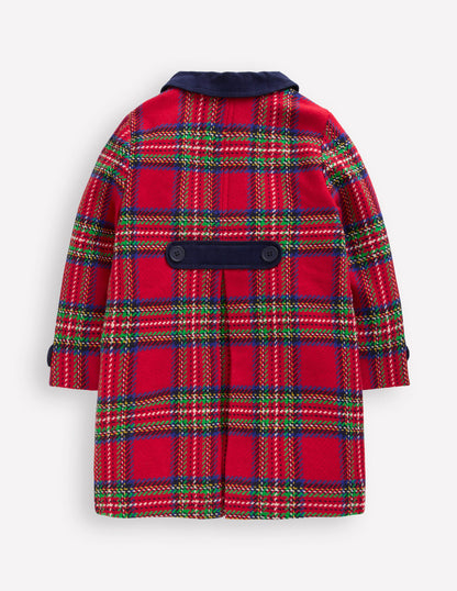 Wool Blend Coat-Red Check-2