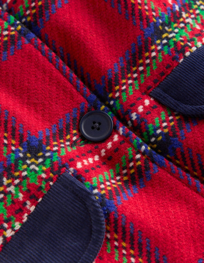 Wool Blend Coat-Red Check-3