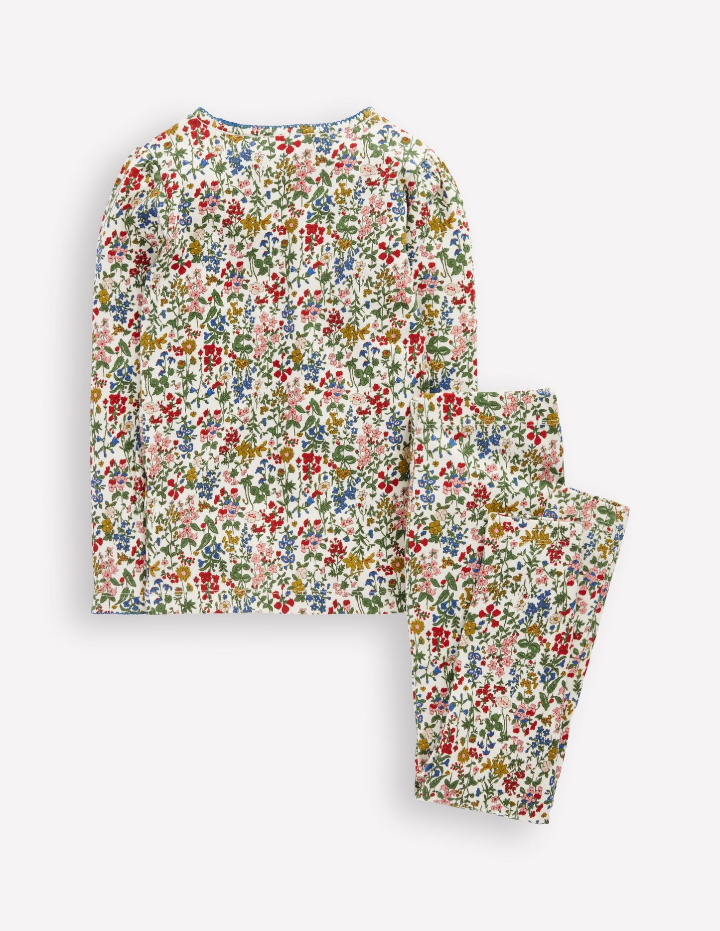 Snug Long John Pyjamas-Soft Ivory Floral