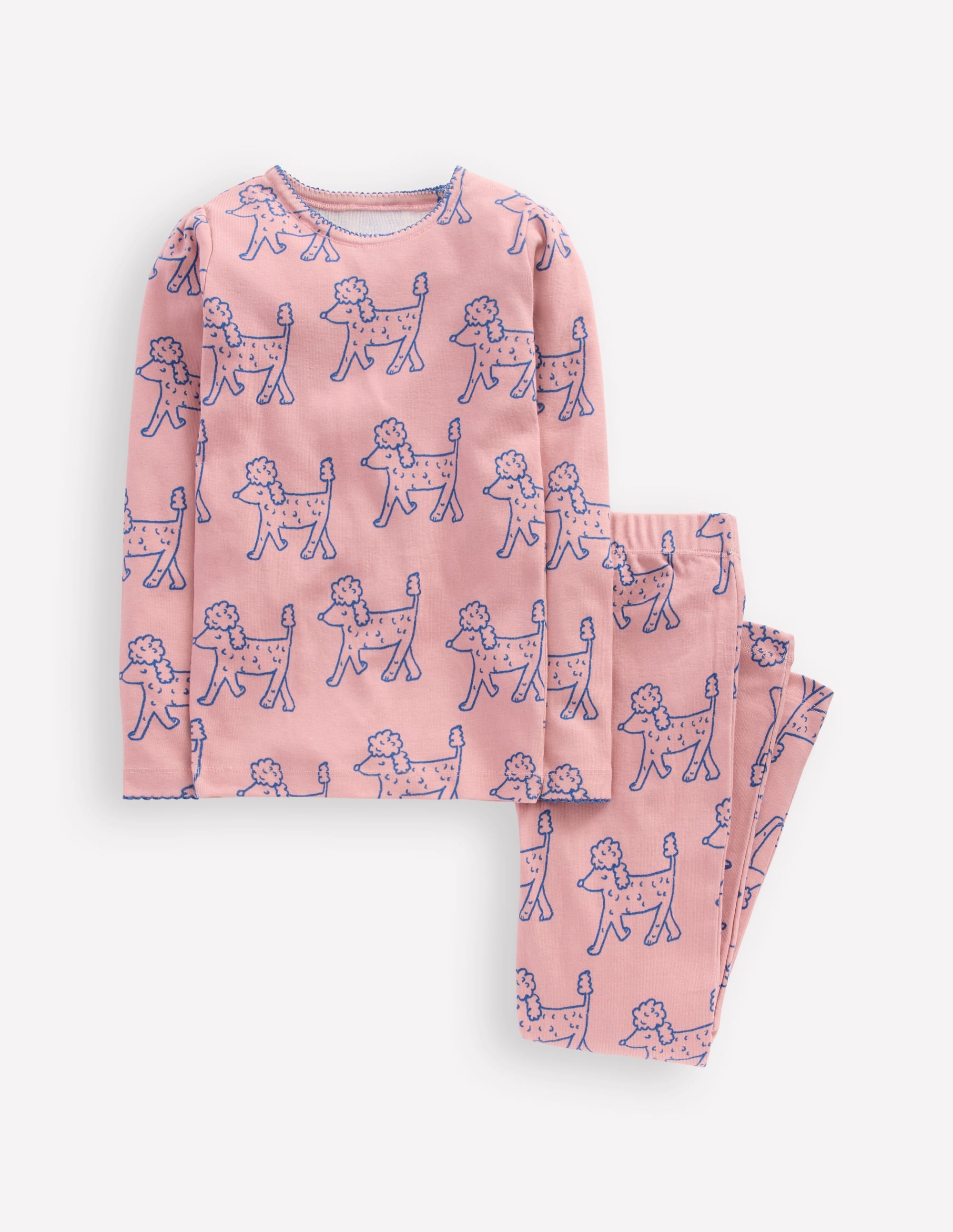 Snug Long John Pyjamas-Pink Poodles - Image 1