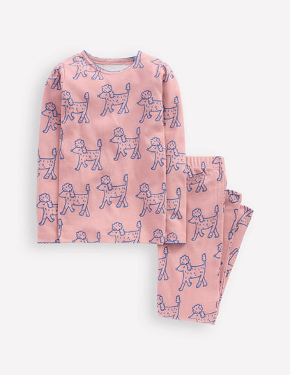 Snug Long John Pyjamas-Pink Poodles-1