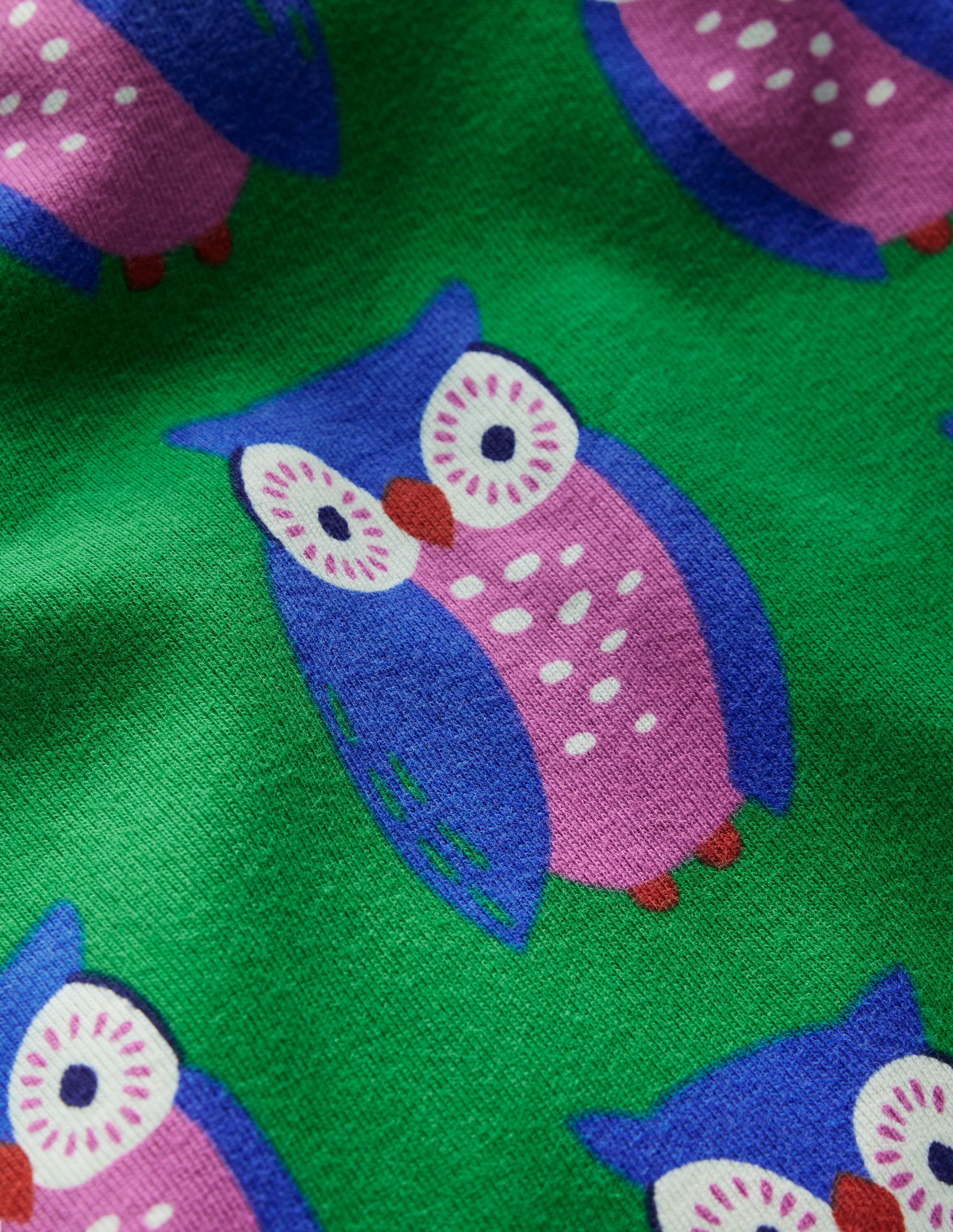 Snug Glow-in-the-dark Pyjamas-Green Tambourine Geo Owls - Image 3