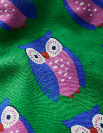 Snug Glow-in-the-dark Pyjamas-Green Tambourine Geo Owls-3