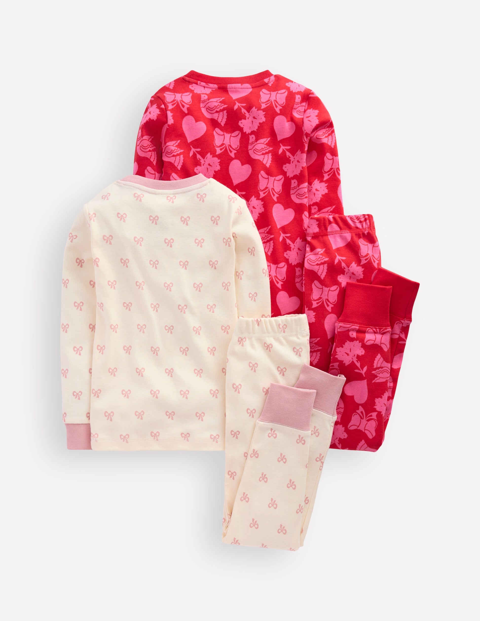 Twin Pack Snug Pyjamas-Heart Bow Print-2
