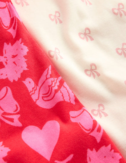 Twin Pack Snug Pyjamas-Heart Bow Print-3