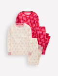 Twin Pack Snug Pyjamas-Heart Bow Print