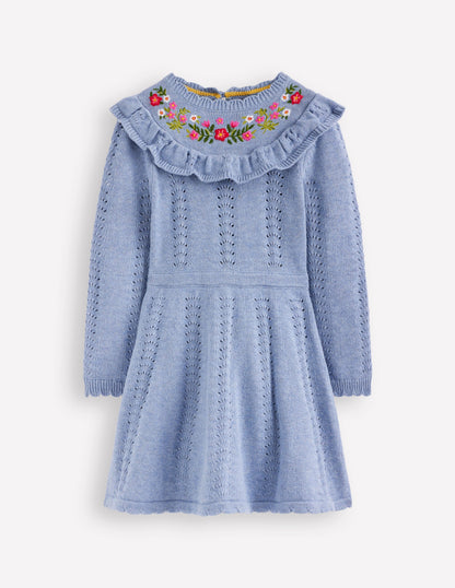 Pointelle Knitted Dress-Glacier Lake Marl-1