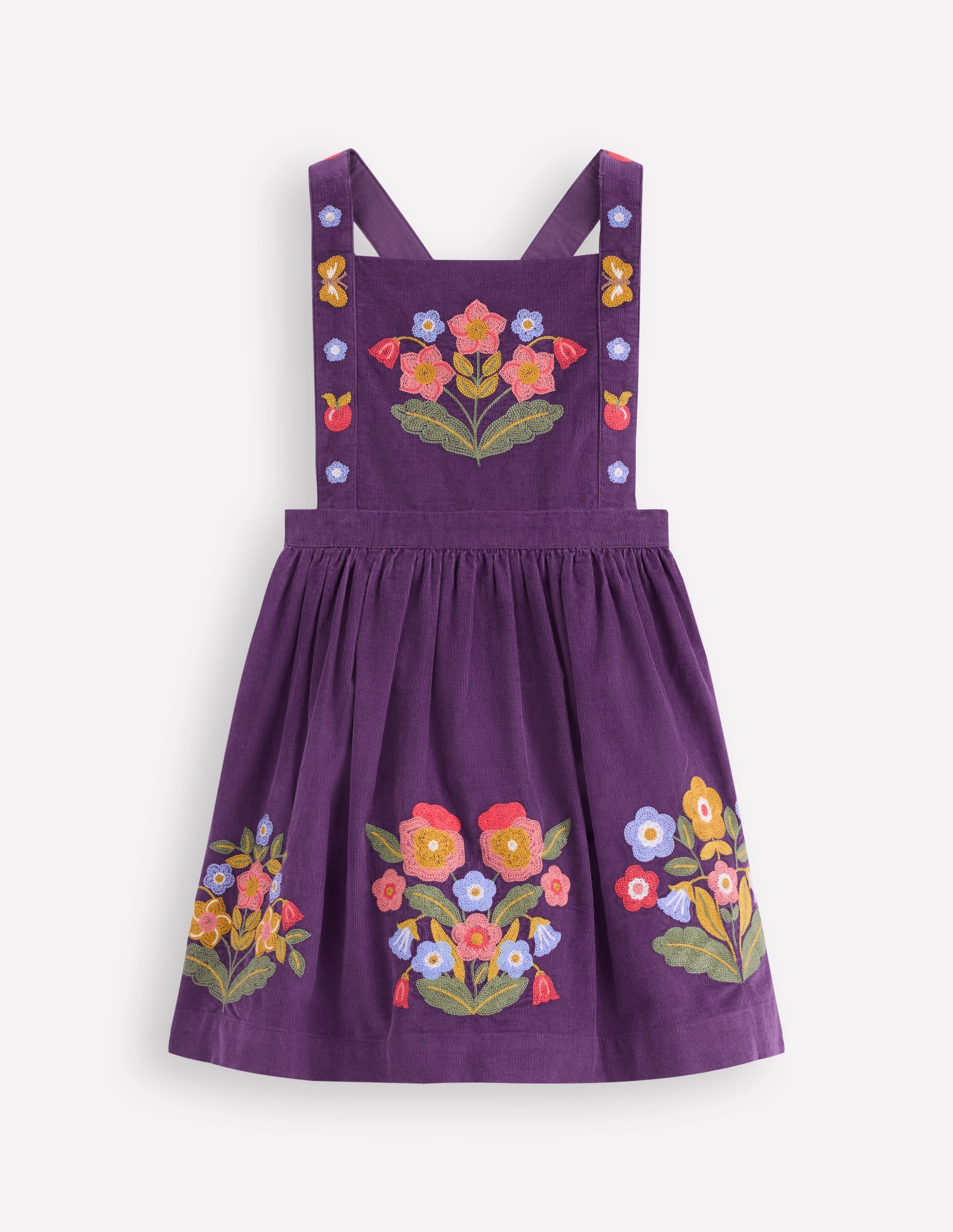 Embroidered Pinafore Dress-Mystic Purple Embroidery | Boden UK