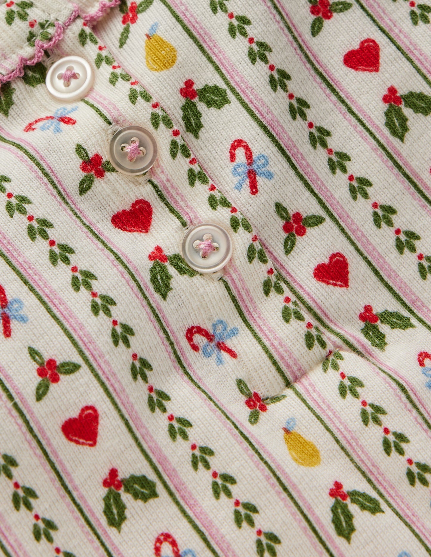 Snug Henley Pyjamas-Soft Ivory Nutcracker Stripe