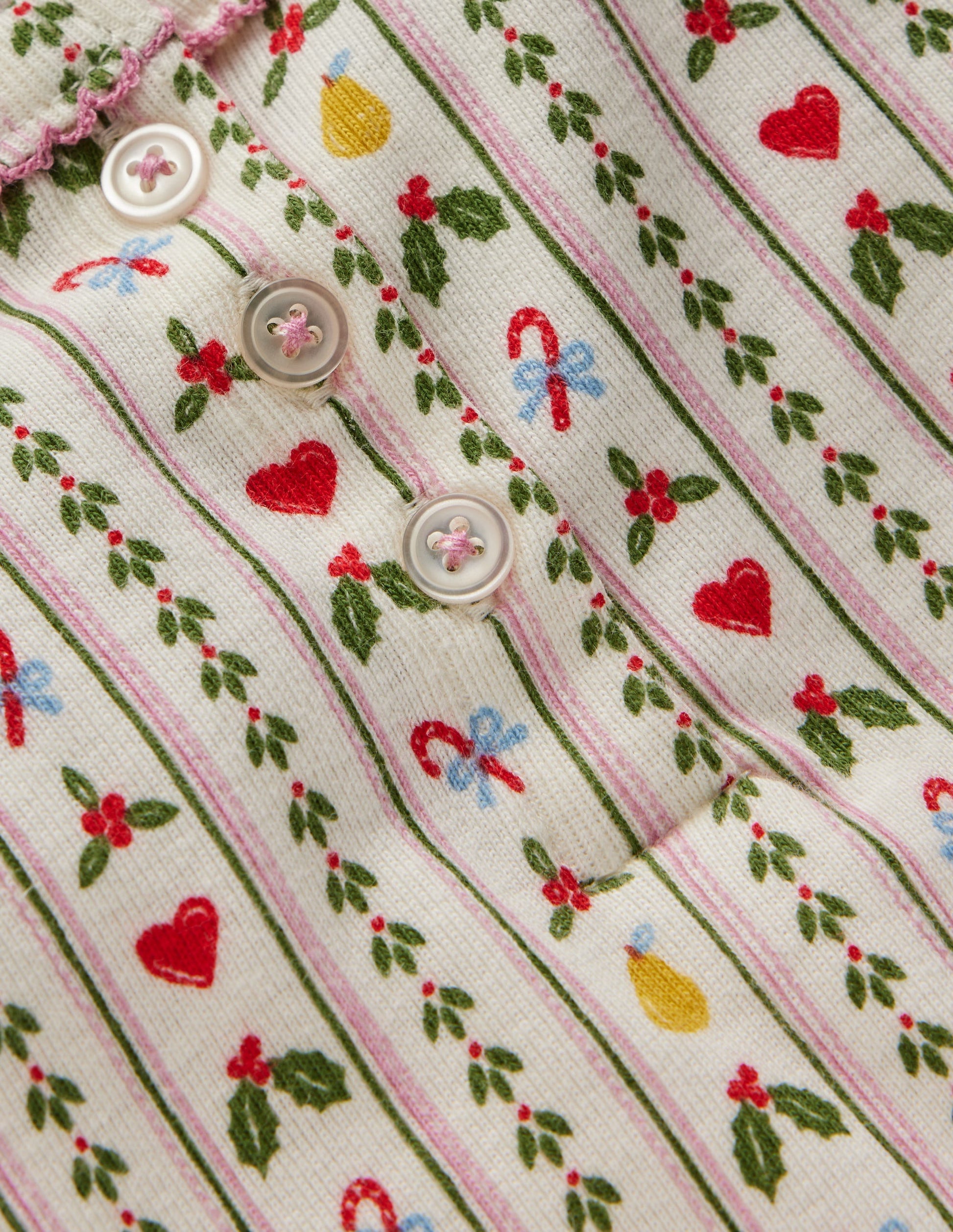 Snug Henley Pyjamas-Soft Ivory Nutcracker Stripe-3