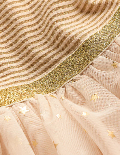 Twirly Tulle Mix Dress-Soft Ivory/ Gold Confetti-3