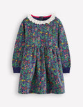 Broderie Sweatshirt Dress-College Navy Flower Meadow