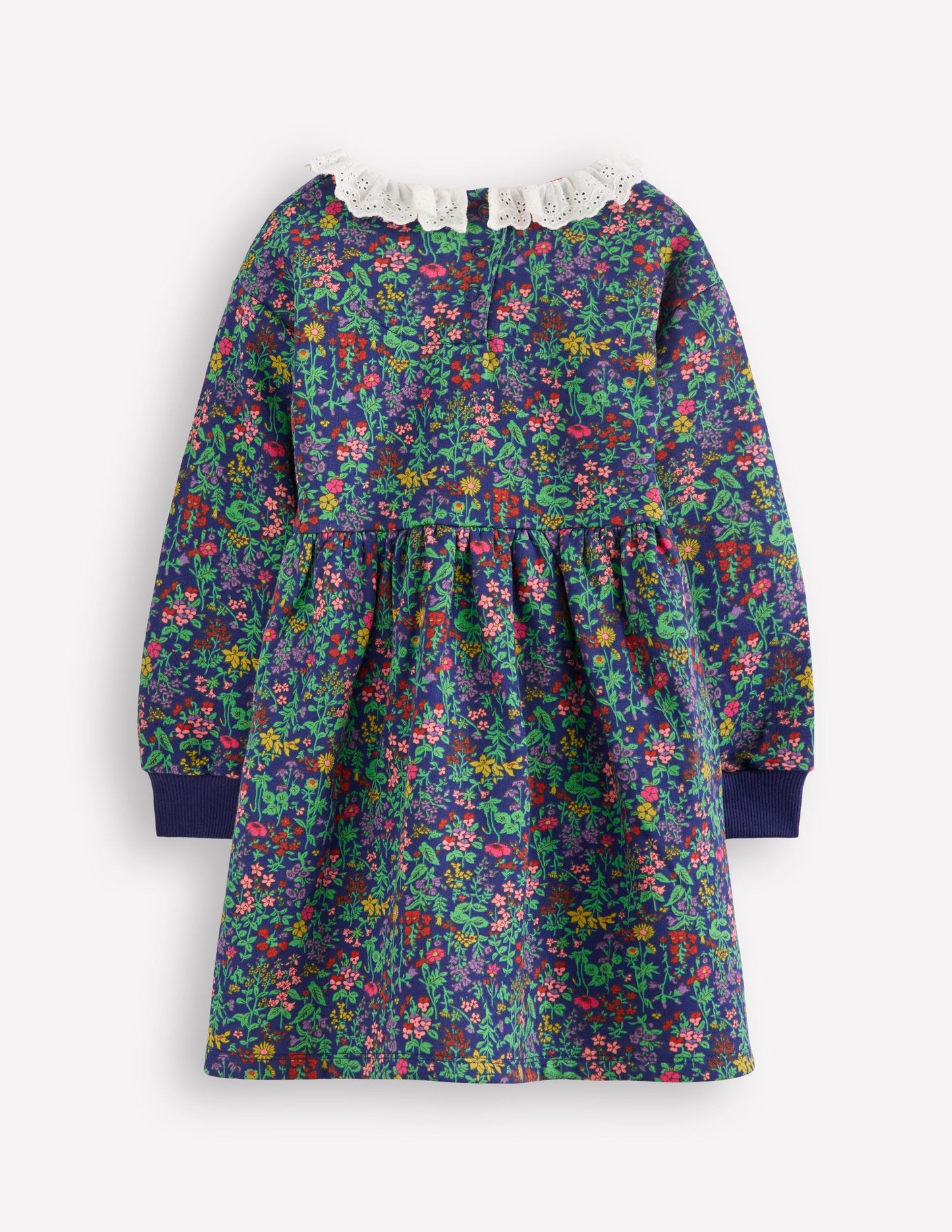 Broderie Sweatshirt Dress-College Navy Flower Meadow