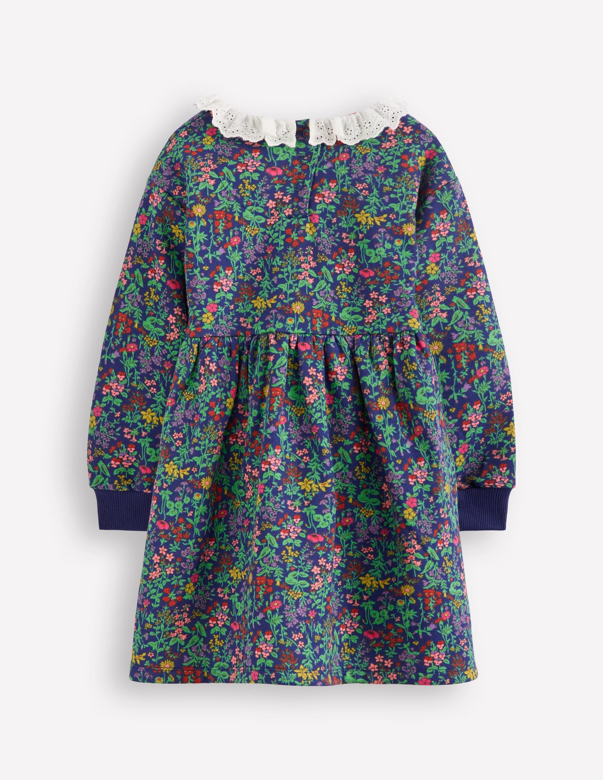Broderie Sweatshirt Dress-College Navy Flower Meadow - Image 2