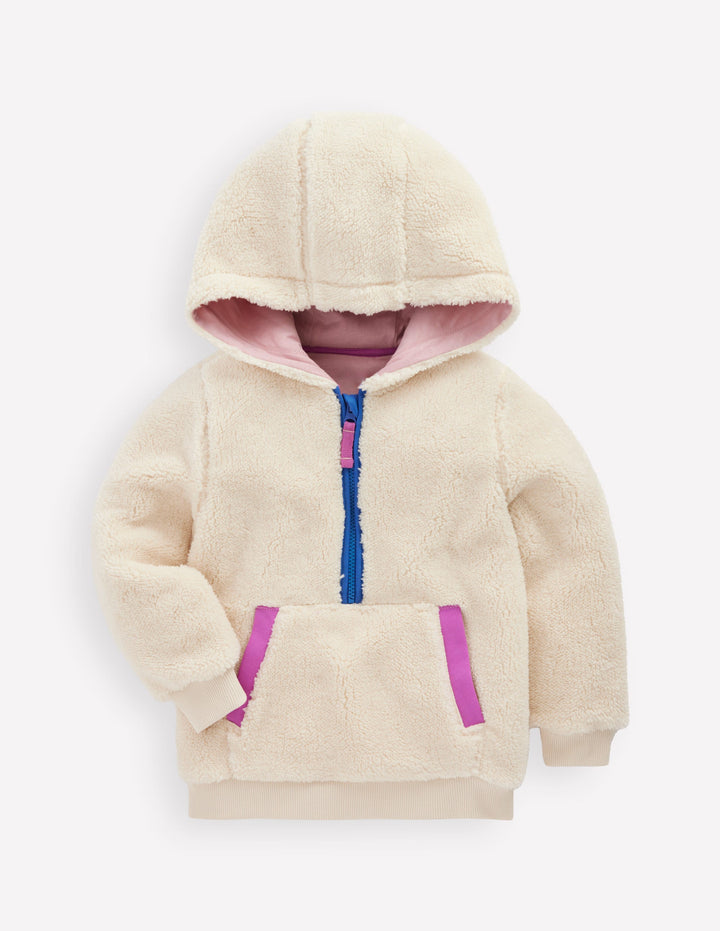 Cosy Fleece Half-Zip Hoodie-Oatmeal