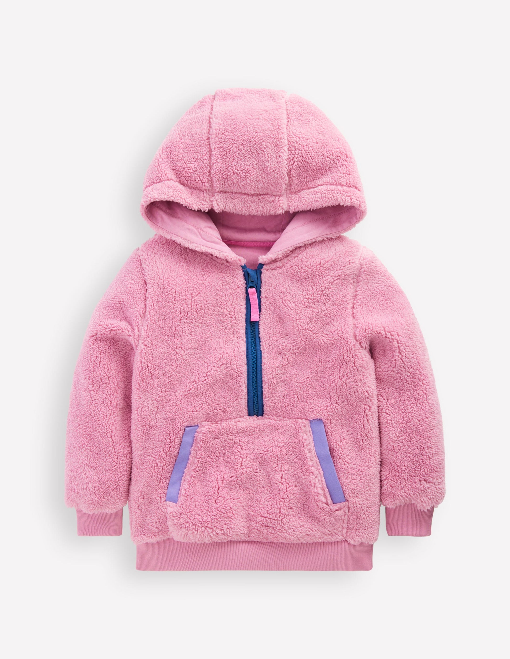 Cosy Fleece Half-Zip Hoodie-Pink Haze-1