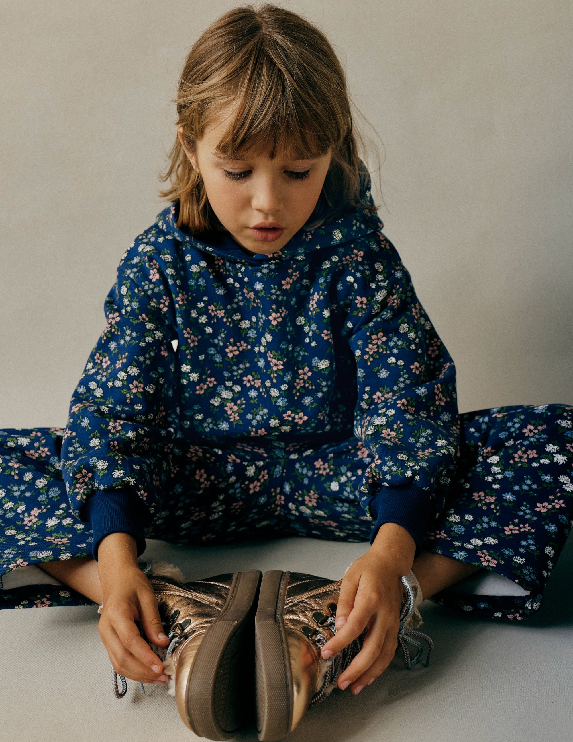 Printed Hoodie-Starboard Blue Meadow Floral - Image 2