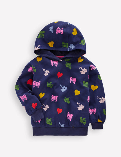 Printed Hoodie-College Navy Festive Fun-1