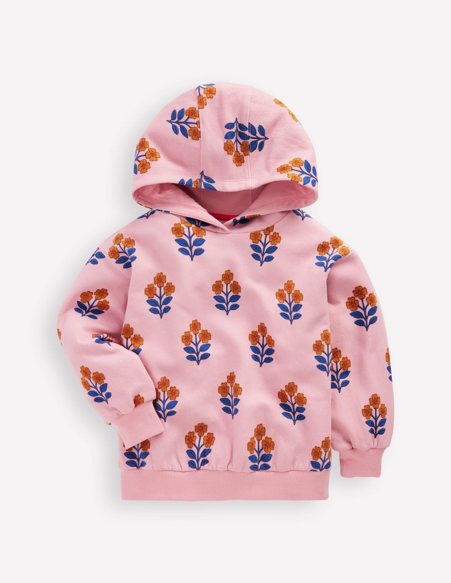 Printed Hoodie-Formica Pink Woodblock Flower